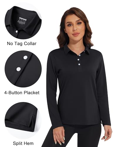 Image of MAGCOMSEN Women's Polo Shirts Long Sleeve Golf T Shirt Quick Dry UPF 50+ Sun Protection Lightweight Athletic Tennis Shirts