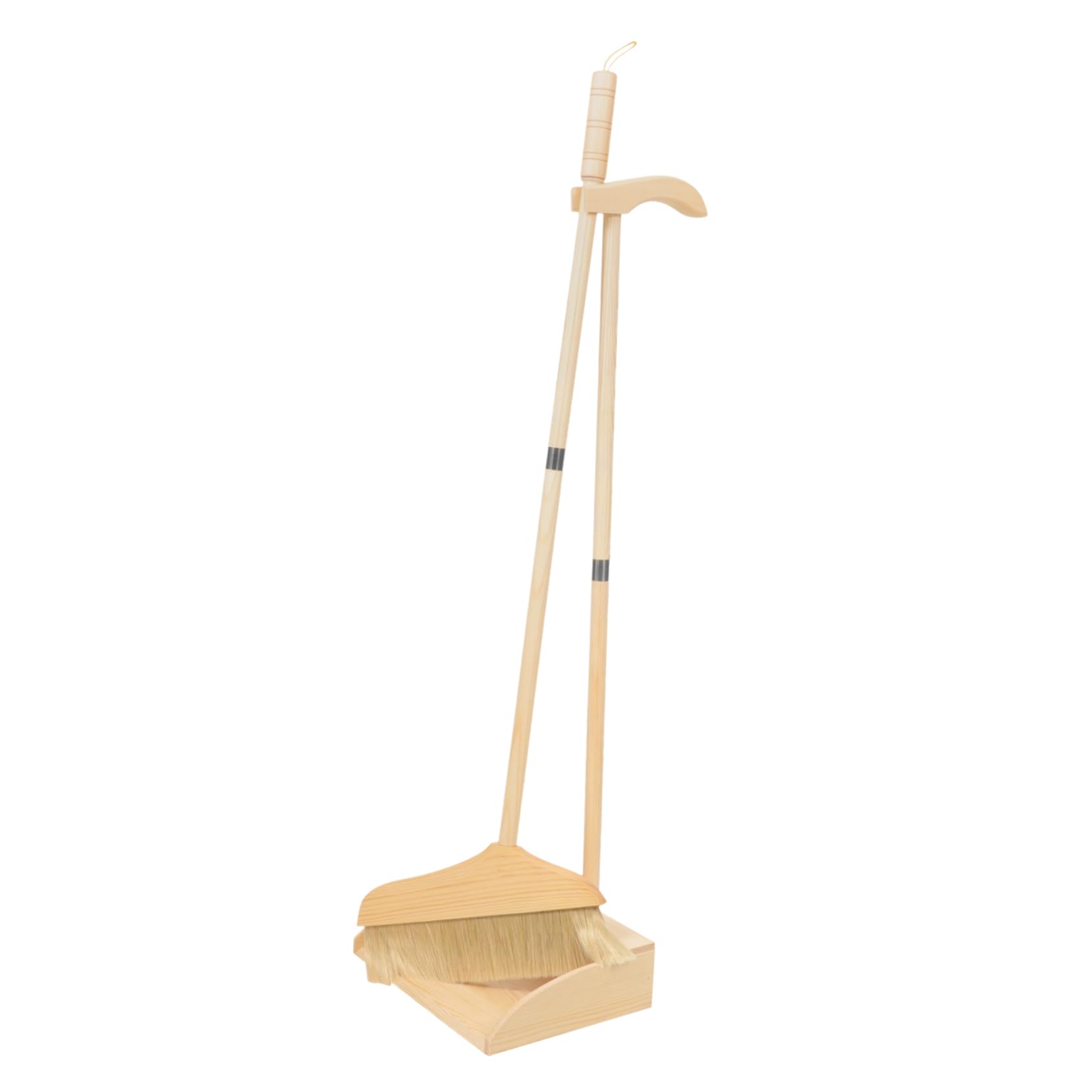 Juego de Escoba Suave Recogedor de Mango Largo, Madera y Cerdas