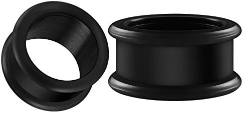 BIG GAUGES Pair of Silicone 3/4 inch Gauge 20mm Black Double Flared Piercing Jewelry Earring Stretcher Plug Tunnel Saddle Lobe BG1372