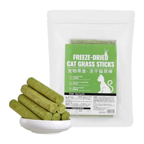 Cat Grass Snacks Teeth Cleaning Treats Freeze-Dried Cat Snacks Hairball Removal Stick Cat Chewing Snacks Flavored Cat Treats Freeze-Dried Cat Grass Snacks for Teeth Cleaning and Hairball Removal