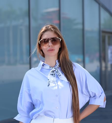 FEISEDY Fashion Flat One Piece Oversized Sunglasses Rimless Irregular Stylish Retro Design Shade Women Men B01533