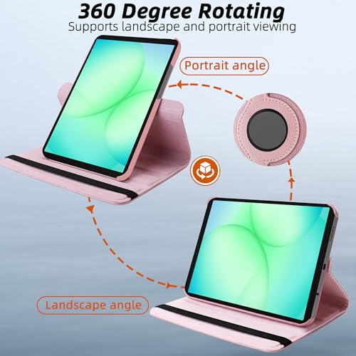 Image of TGK 360 Rotatable Smart Flip Cover for Samsung Galaxy Tab A11 8.7 Inch Case 2025 / Galaxy Tab A9 8.7 Inch 2023 (Rose Gold)