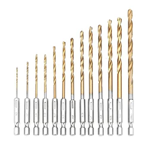 JUSTYINUO 13 pcs HSS Bits DE PERFECTEUR DE Poisson DE Porte du Porte du Point Bits 1/4"SEMEUR DE Forage DE Forage À HIX Shank 1,5-6.5MM Percer Cover