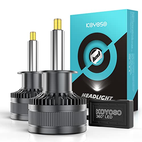KOYOSO H1 LED Bombillas 360° 16000LM 80W Faros de Iluminación para 12V Automóvil, 6500K Blanco Cover