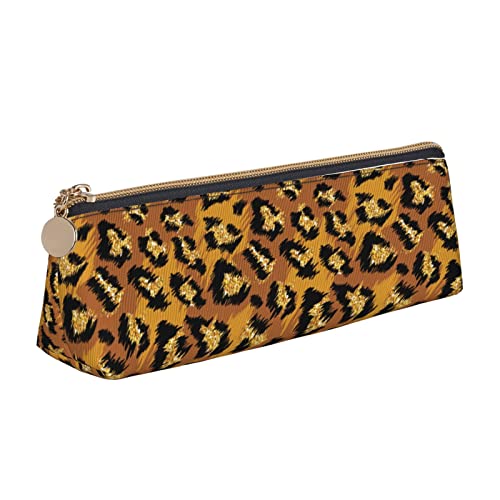 Astuccio per matite con motivo leopardato Ombre glitter per penne per Triangolo Organizer per cancelleria con cerniera per ufficio per adulti rosa oro pelle
