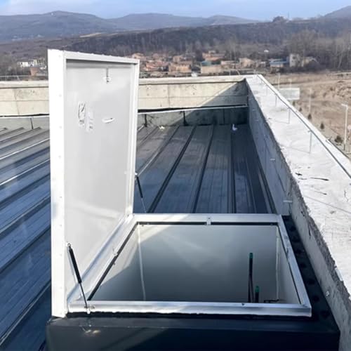 QHZYMX Trampilla de Suelo Puerta Aluminio Resistente Trampilla Techo, Puertas Ventilación Seguridad con Manija con Cerradura Edificios Industriales Y Comerciales(83.8x86.3cm (33x34in))
