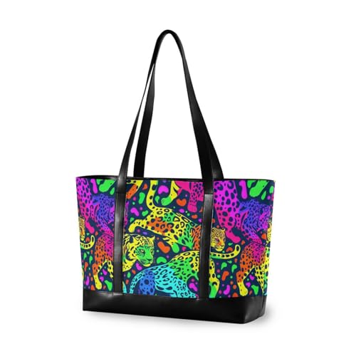 Neon Colored Cheetahs simple laptop shoulder bag with zipper tote bags for travel with women work maletin ejecutivo para mujer