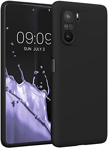 Image of LOXXO Liquid Silicone Case Microfiber Cushioning Compatible for Xiaomi Mi 11X Shockproof Slim Back Cover, Gel Rubber Full Body Protection - Black