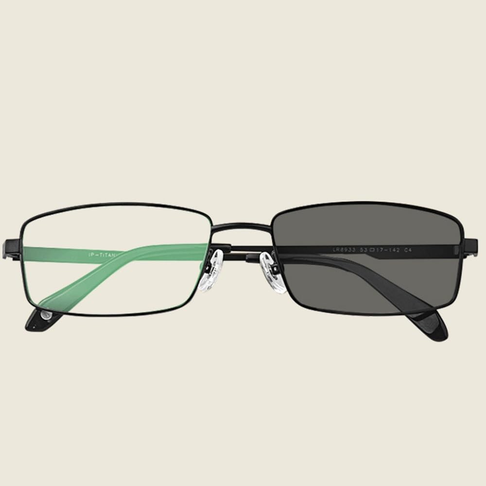 SFIVE 1.0-3.0 Fotocromaticas Gafas De Sol Rectangular Marco De Metal Gafas De Lectura Flexibles Gafas De Presbicia para Hombres Mujeres (Color : Black, Size : +2.5)
