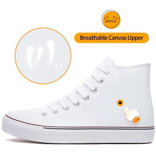ZGR Men's High Top Canvas Sneakers Lace Up Classic Walking Shoes White US10 by ZGR - Used condition - Image 4