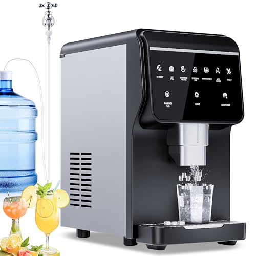 Nugget Ice Maker 66Lbs/24H Chewable Pellet Ice Machine, Built-in 6lbs Ice Storage, Self-Cleaning Function,Stainless Steels Ice Machine for Home,Office,Party,RV