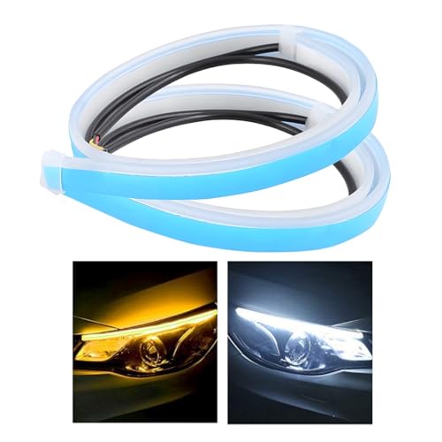 Image of OBEROI'S TRADERS Premium Flexible Dual Color Headlight DRL Daytime Running Light Tube Guide Car LED Strip For Trunk /Dicky /Boot /Tail Lights Streamer Brake Turn Signal Light (60cm)