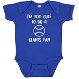 Los Angeles LA Dodgers Too Cute to be a Giants Baseball Fan Baby Boysuit Outfit (Short Sleeve, 12 Months)