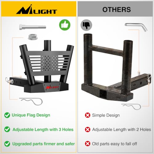 Image of Nilight Triple Hitch Mount Flagpole Holder fits 2 Inch Receivers