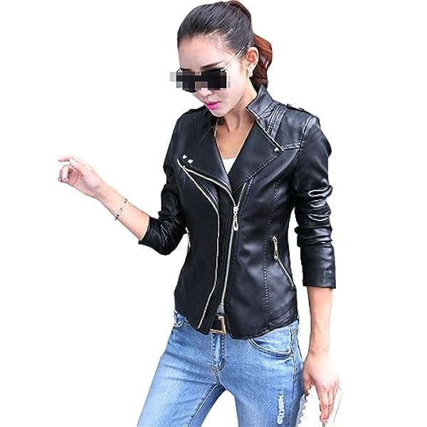 Adhdyuud Vrouwen Pu Faux Lederen Jassen Jas Herfst Lange Mouw Rits Slanke Zwarte Motor Biker Uitloper Tops