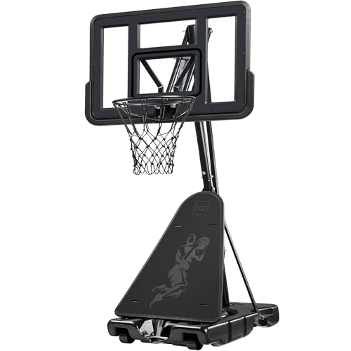 Best Choice Products 4.4-10ft Adjustable Regulation Basketball Hoop, Portable Goal w/Shatterproof Backboard, Ball Return, Base Gel - Charcoal
