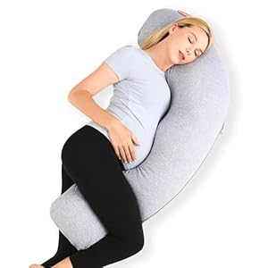 Momcozy Pregnancy Pillows for Side Sleeping, J Shaped Maternity Body Pillow for Pregnancy, Soft Pregnancy Pillow with…