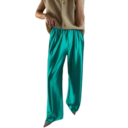 Pantalon soie taille haute large et fluide style quotidien maison