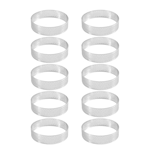 PPQIRU Anillo para Tartas 10 Uds. Circular de Acero Inoxidable, Anillo for Tarta, Torre, Molde for Pastel, Anillo Perforado for Mousse para Hornear