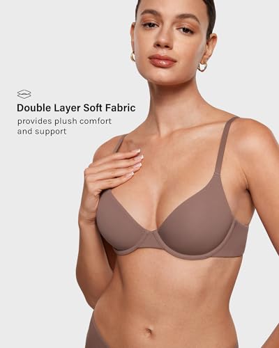Image of INLYRIC Women's Inbarely Plus Demi Bra Balconette Unlined Underwire No Padding Plunge Bras Comfortable