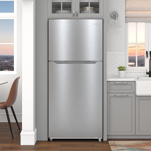 Image of KoolMore 30 Inch 18 Cu Ft Top Freezer Refrigerator, Stainless Steel, Freestanding Full Size Fridge Freezer for Home Kitchen or Garage