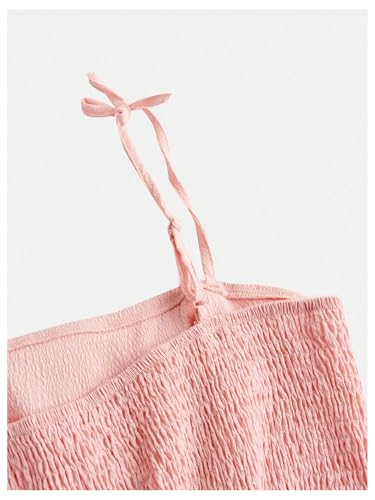 Image of SHENHE Girl's Smocked Ruched A Line Swing Dress Layered Tie Shoulder Flowy Cami Short Dress