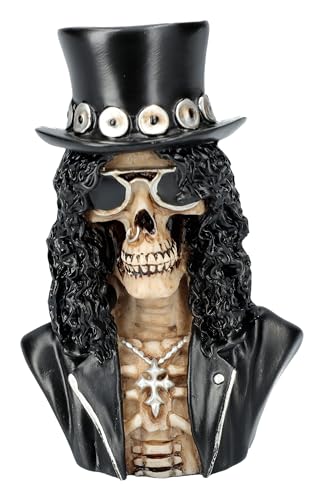 Figuren Shop GmbH Rockstar Sklash Figurine décorative en pierre artificielle, 11 cm, cylindre et lunettes de soleil, polyrésine, guitariste musicien