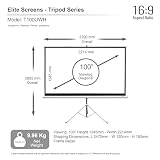 Elite Screens T100UWH Tripod Series płótno (przekątna 254 cm (100 cali), wysokość 124,5 cm (49 cali), szerokość 221 cm (87 cali), format 16:9) czarne
