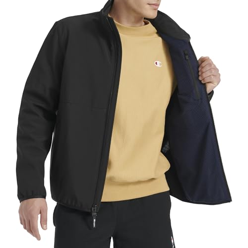 Champion Men's Lightweight Active Soft Shell Jacket with Stand Collar, Black, Large - image 4