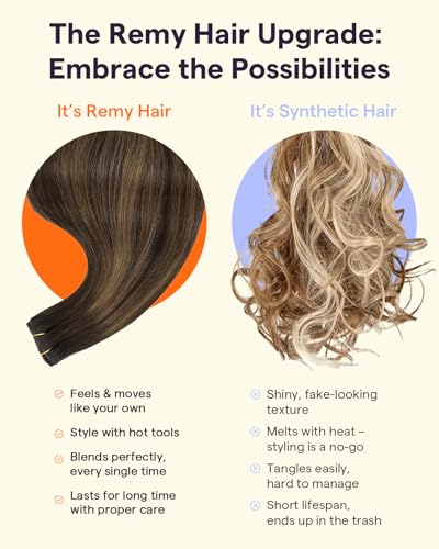 Image of Full Shine Dark Brown Balayage Clip in Extensions Real Human Hair, 12 Inch | 3 Pcs 60g, Clip in Hair Extensions, Lightweight Comfortable Wear
