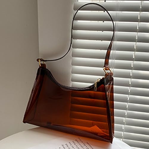 Clear Crossbody Bag with Zipper Jelly Bag Transparent Bag Beach Shoulder Bag Cute for Women Party Gift (Brown)3