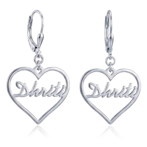 Image of TRUESILVER ACPL 925 Sterling Silver Personalized Earrings for Women | Customized Name Initial Earrings for Womens | Gift for Birthday Anniversary Wedding
