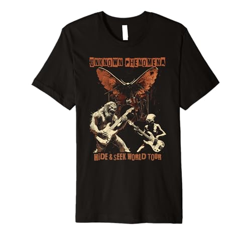Cryptid Heavy Metal Rock Band Bigfoot Alien Mothman UFO Premium T-Shirt