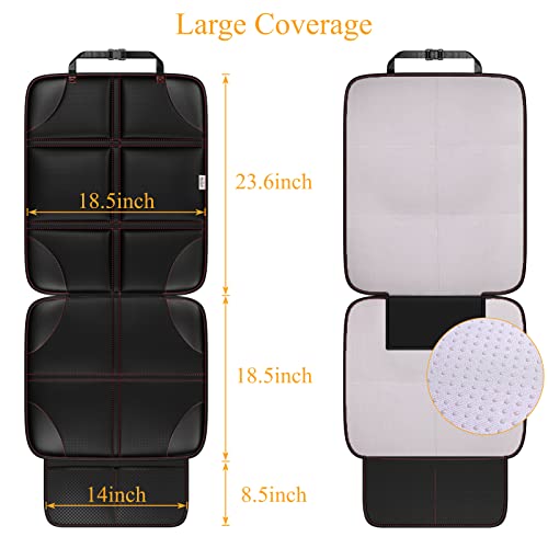 Image of Meolsaek Car Seat Protector, Non-Slip Backing Will Not Leave Imprint, Waterproof Thicker Car Seat Cover for SUV, Sedan, Truck, Leather Car Seat Cushion (Black with Red Stitching)