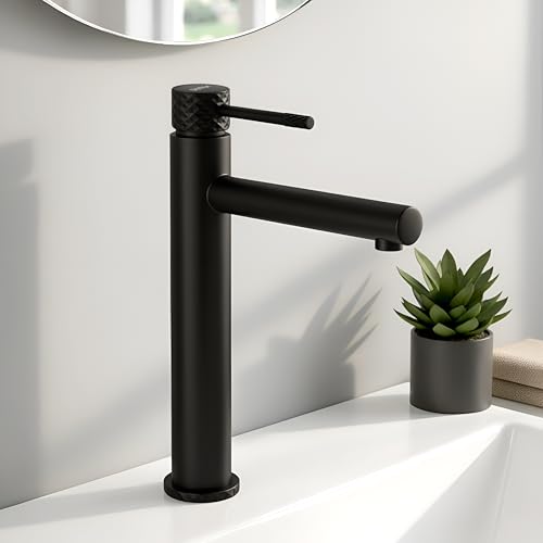 Image of Plantex Wash Basin Mixer Tap Hot and Cold /Pure Brass Tap Handle and 304 Grade Stainless Steel Body /Hot & Cold Basin Mixer /Pillar Spout for Wash Basin /Deck Mount - (8013-2, Black)
