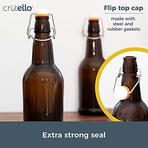 Crutello 16 oz Amber Glass Flip Top Beer Bottles, 12 Pack by Crutello - Image 3