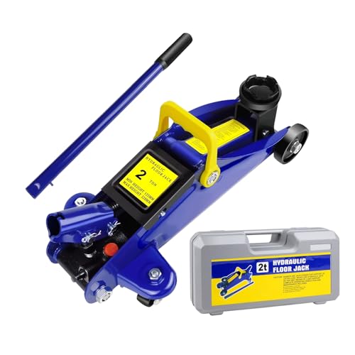 Professional 2 Ton Low Profile Hydraulic Trolley Jack – Heavy Duty Steel Floor Jack for Cars, SUVs & Light Trucks – 135mm to 320mm Lifting Range – Includes Non-Slip Handle & Carrying Case