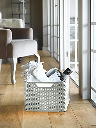 Panier de rangement Curver 30L gris rectangulaire aspect rotin - 4