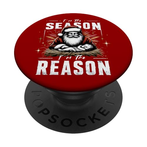 Yo soy la estación, soy la razón por la que el bebé Santa Jesús hace juegos de palabras navideños PopSockets PopGrip Adhesivo