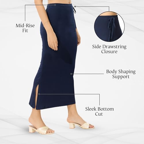 Image of TRASA Womens Saree Shapewear Petticoat, Cotton Lycra Petticoat, Skirts for Women, Shape Wear Dress for Saree