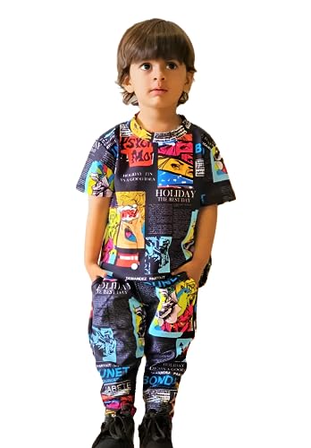 SAGAR IMPEX Kids Polycotton Ice-Cream Printed T-shirt and Trouser Pant Set