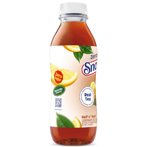 Snapple Zero Sugar Half 'n Half Tea, 16 fl oz recycled plastic bottle, Pack of 12