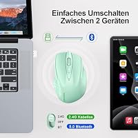 TECKNET Bluetooth Maus, Wiederaufladbare Maus Kabellos(DREI Modi: BT 5.0/3.0 + 2.4G), 4800 DPI, Ergonomische Leise Funkmaus für Laptops, Mac OS, Android, Windows – Ansicht 3