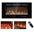 Kentsky 33 inches Electric Fireplace Inserts, Recessed and Wall Mounted Fireplace Heater, Linear Fireplace w/Thermostat, Remote & Touch Screen, Multicolor Flame, Timer, Log & Crystal, 750W/1500W