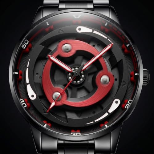 Image of GOLDENIZE FASHION Branded Men's Sport Quartz Watch Arrow Wheel Dial 360 Rotating Casual Fashion Stainless Steel Alloy Mens & Boy's Luxury Metal Gift Creative Watch