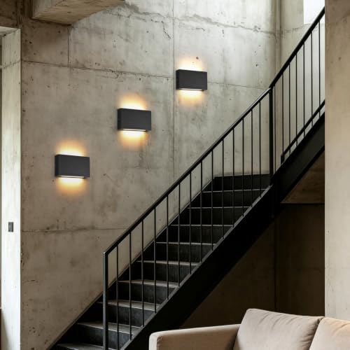 Modern Wood LED Linear Wall Sconce, Mini Up Down Wall Mount Light,Hardwired,UL Listed,Wood Wall Lighting Fixture for Bedroom, Living Room,Stairway, Hallway, (Black) by YISDESIGN - Used condition - Image 4