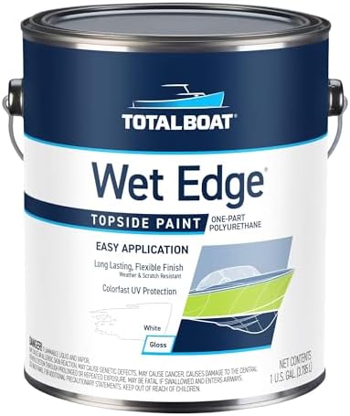 TotalBoat Wet Edge Topside Marine Paint Premium Polyurethane Coating for Boats, RVs, Exterior Trim, Fiberglass, Metal, and Wood (White, Gallon)