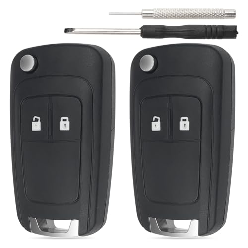 2 Stück 2 Tasten Ersatz Autoschlüssel Hülle Kompatibel mit Chevrolet Aveo Matiz Cruze Captiva Spark Orlando Trax und für Opel Vauxhall Astra Insignia Mokka Corsa Adam Karl Vectra Zafira Meriva