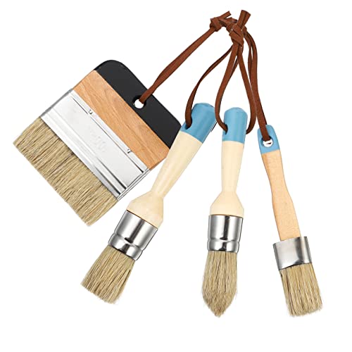 IWOWHERO Wide Paint Brush Set 4pcs for DIY Art Craft Painting Limewash Brush Tool