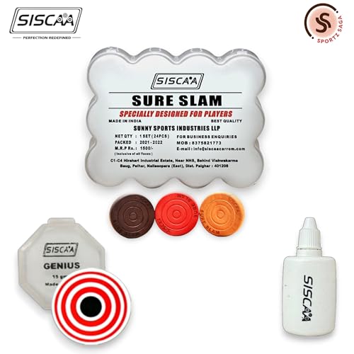 Sportz Saga Siscaa Winit Sureslam Carrom Board Full Size 35 Inch | Premium Fast Indian 29x29 Inch Ply | Includes Genius Striker, Coin Set, Top Cover, Powder | Perfect for Champions